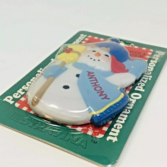 NEW Vintage Christmas Personalized Name Ornament “Anthony” 90s Retro Snowman - Picture 2 of 3